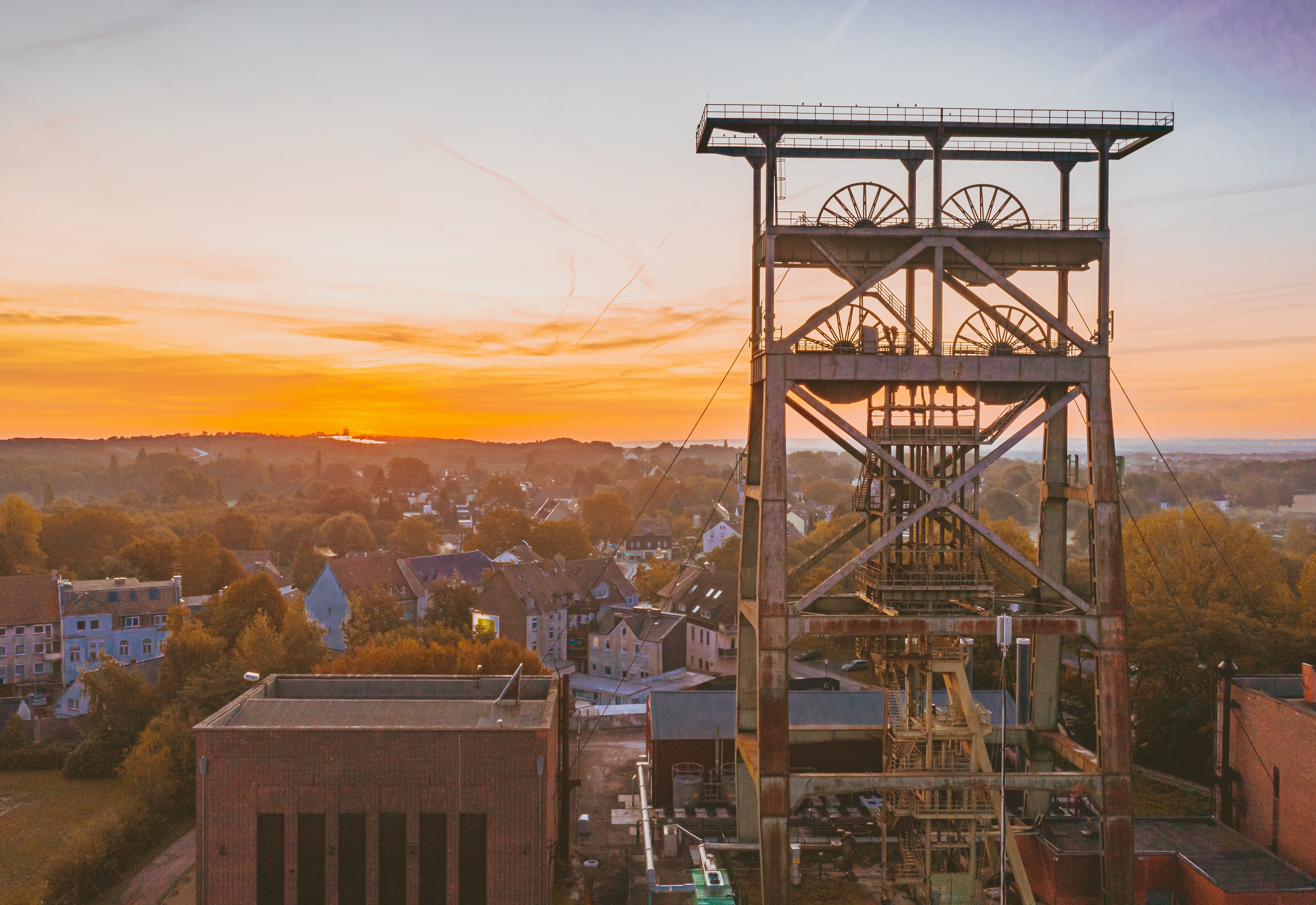View over the City of Bochum at sunset